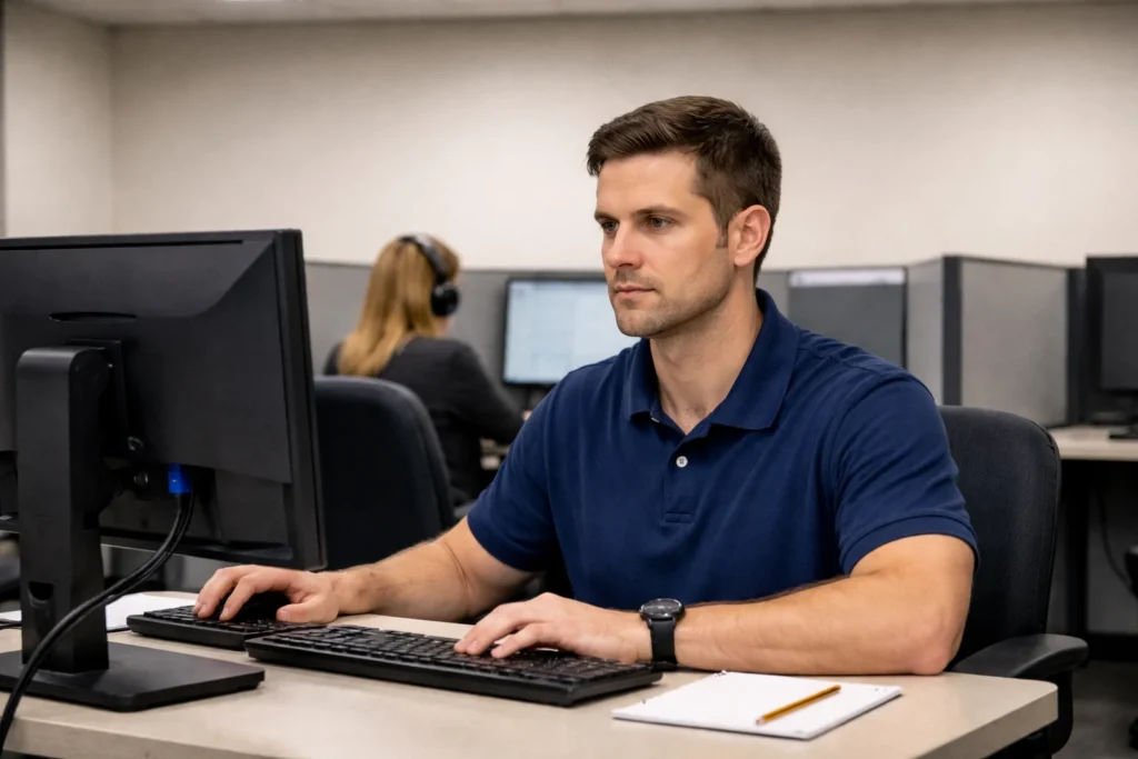 Photo of person searching on computer how many questions are on the part 107 test