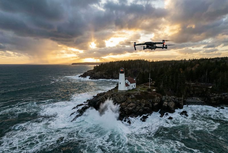 Aerial drone view of Maine