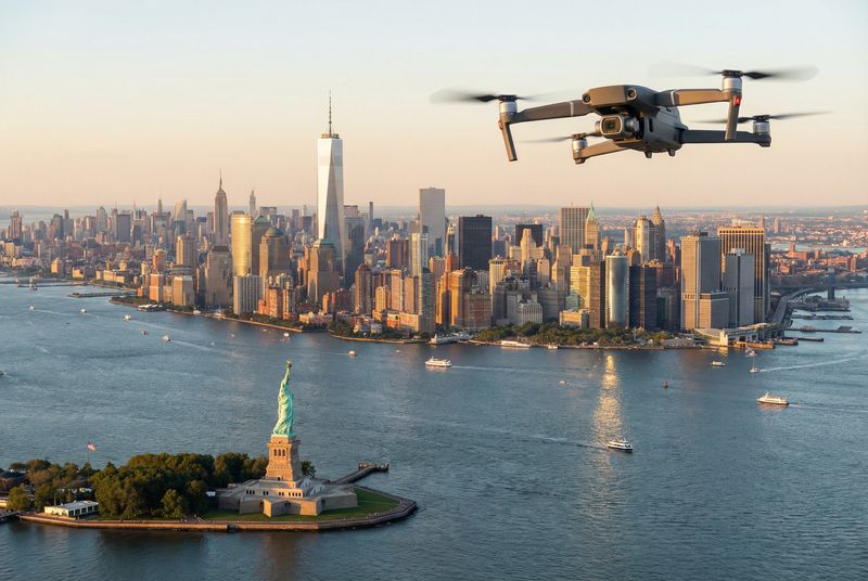 Aerial drone view of New York