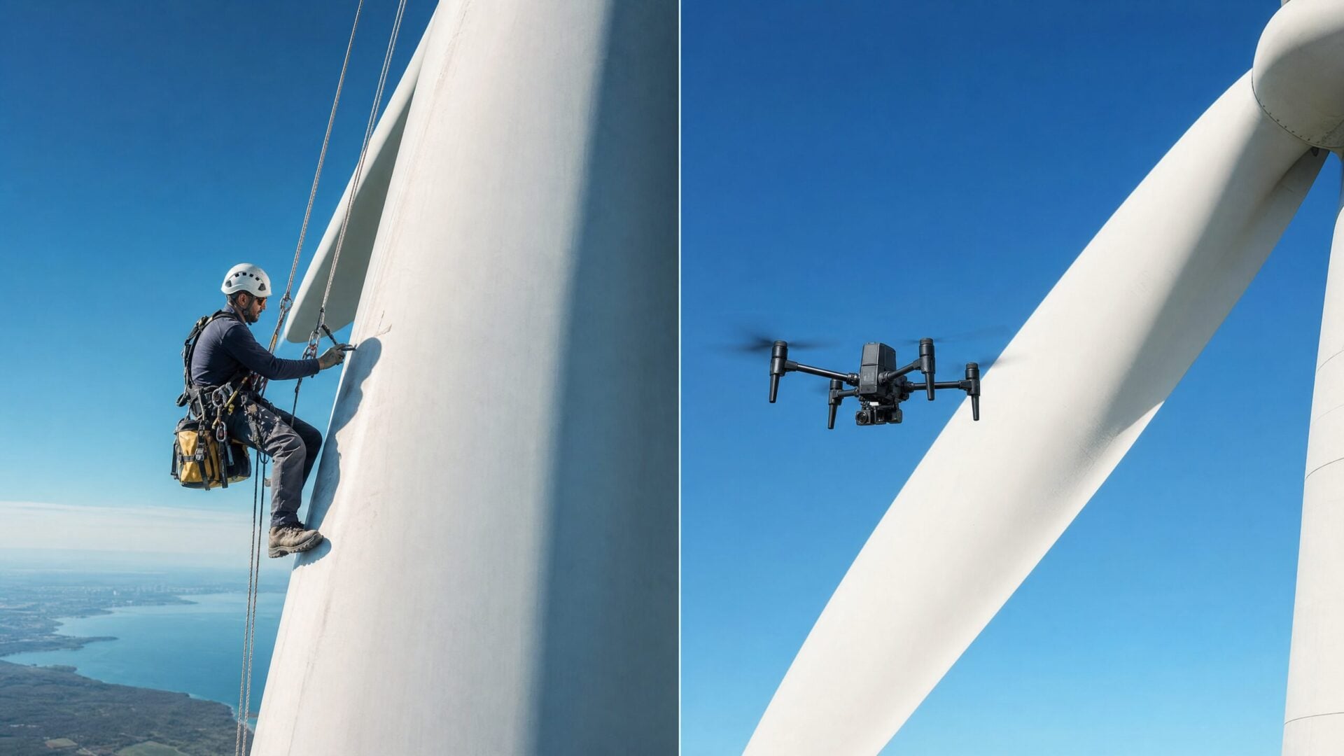Comparison of traditional rope access vs drone wind turbine inspection