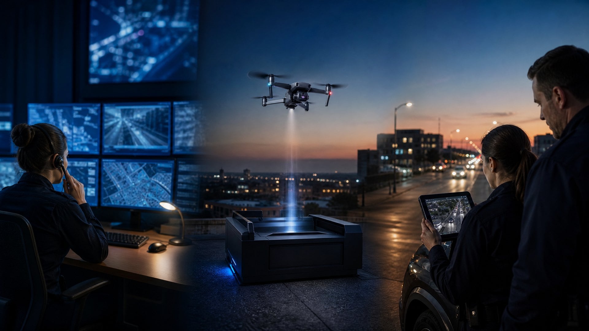 Police drone response workflow from 911 dispatch to aerial scene intelligence