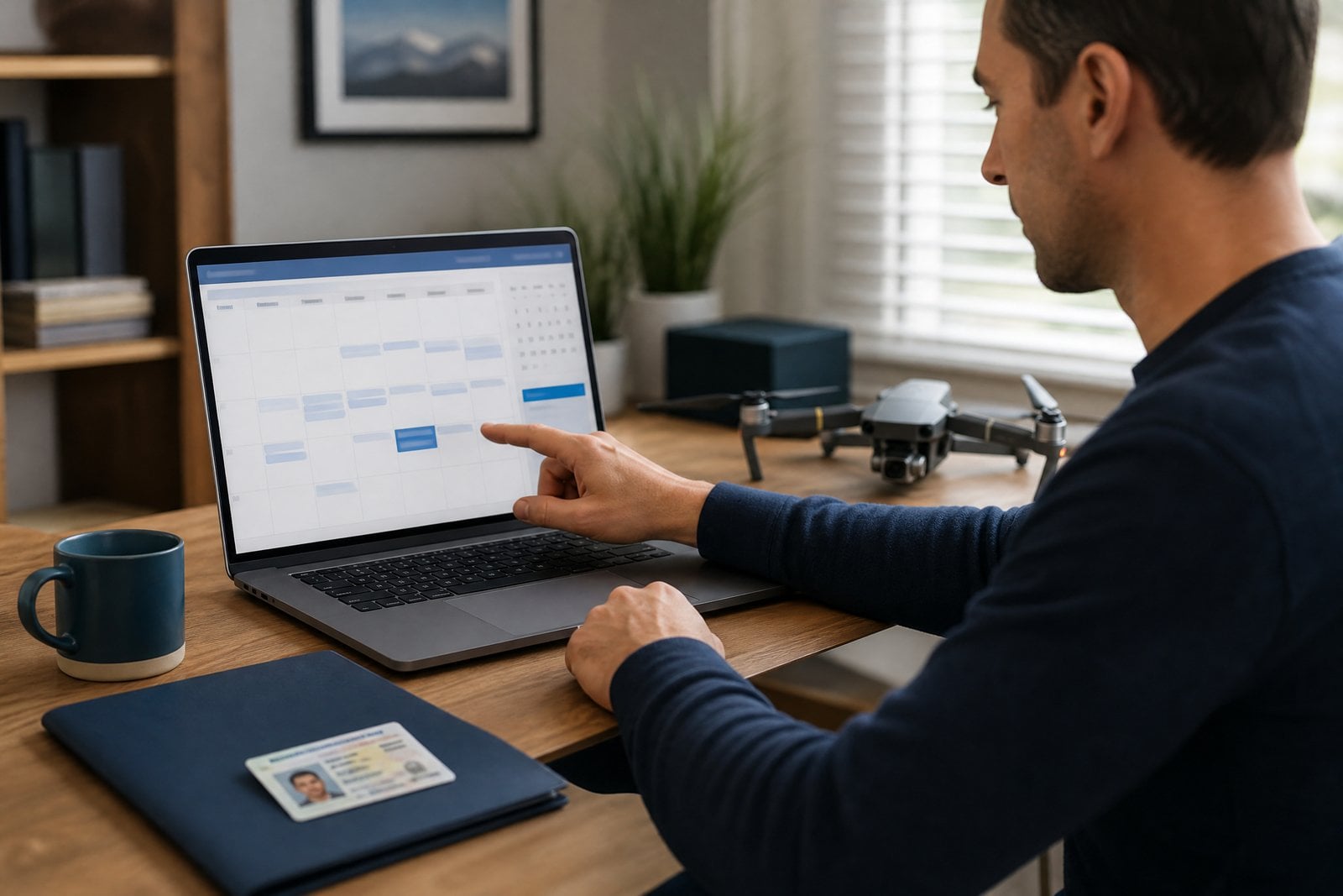 Applicant scheduling a Part 107 exam online with photo identification ready